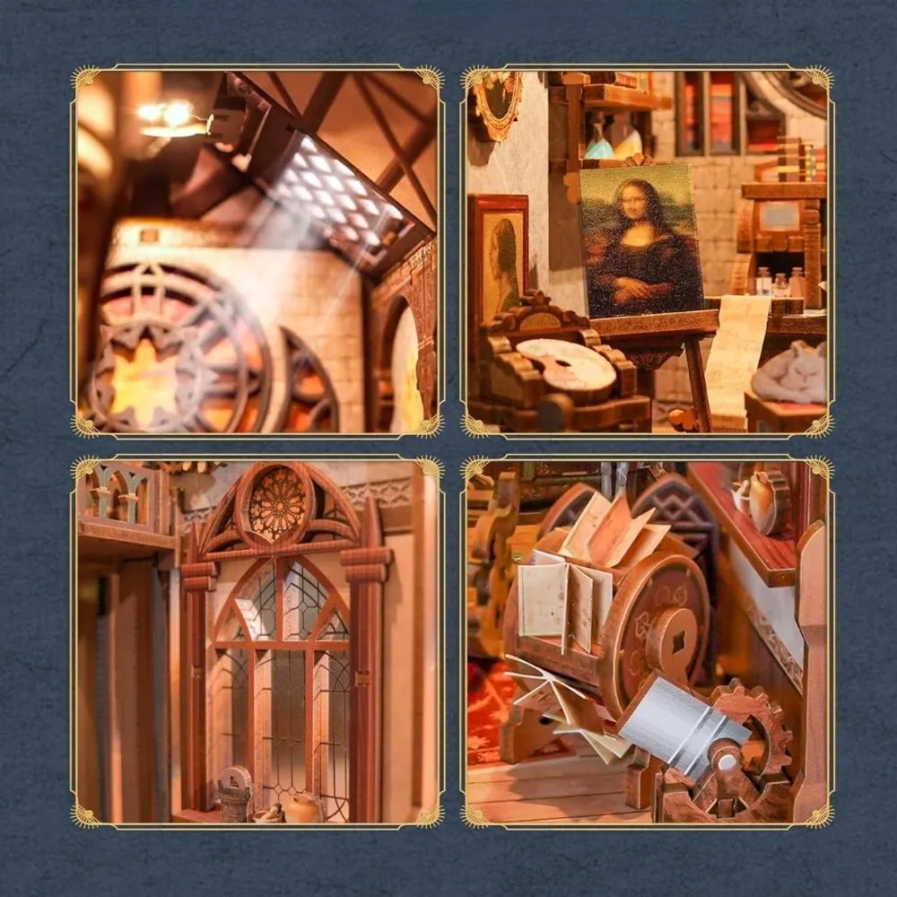 Figured'Art Atelier Leonardo da Vinci book nook met led