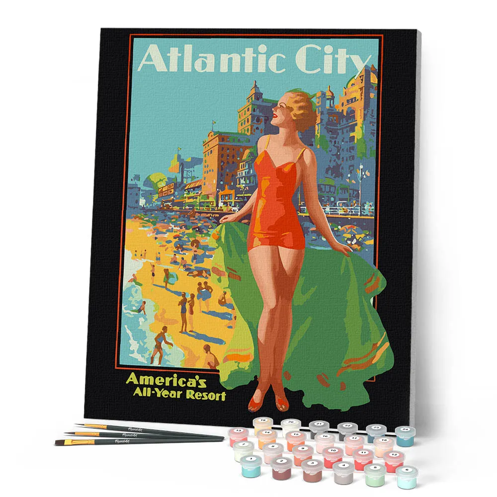 Figured'Art Atlantic City schilderen op nummer 40x50 cm vintage