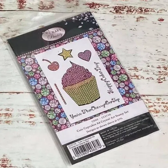 Craft Buddy Crystal Art Cute Cupcakes stempelset A6