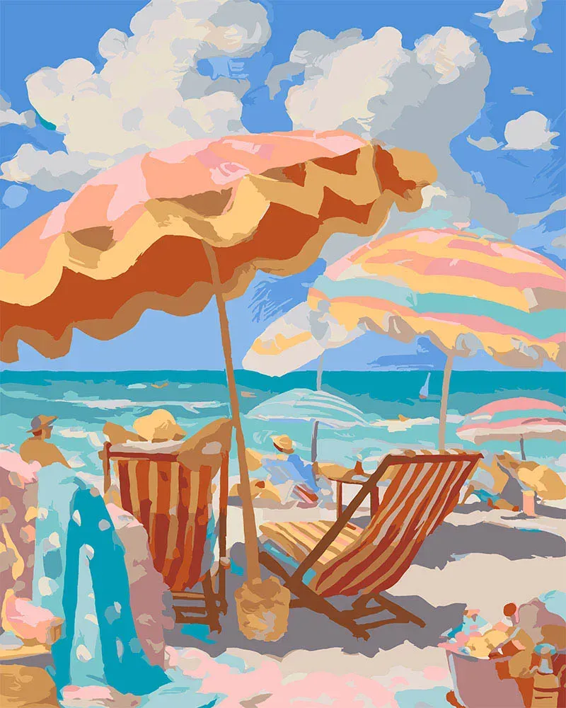 Figured'Art Pastel strand schilderen op nummer zomer 40x50