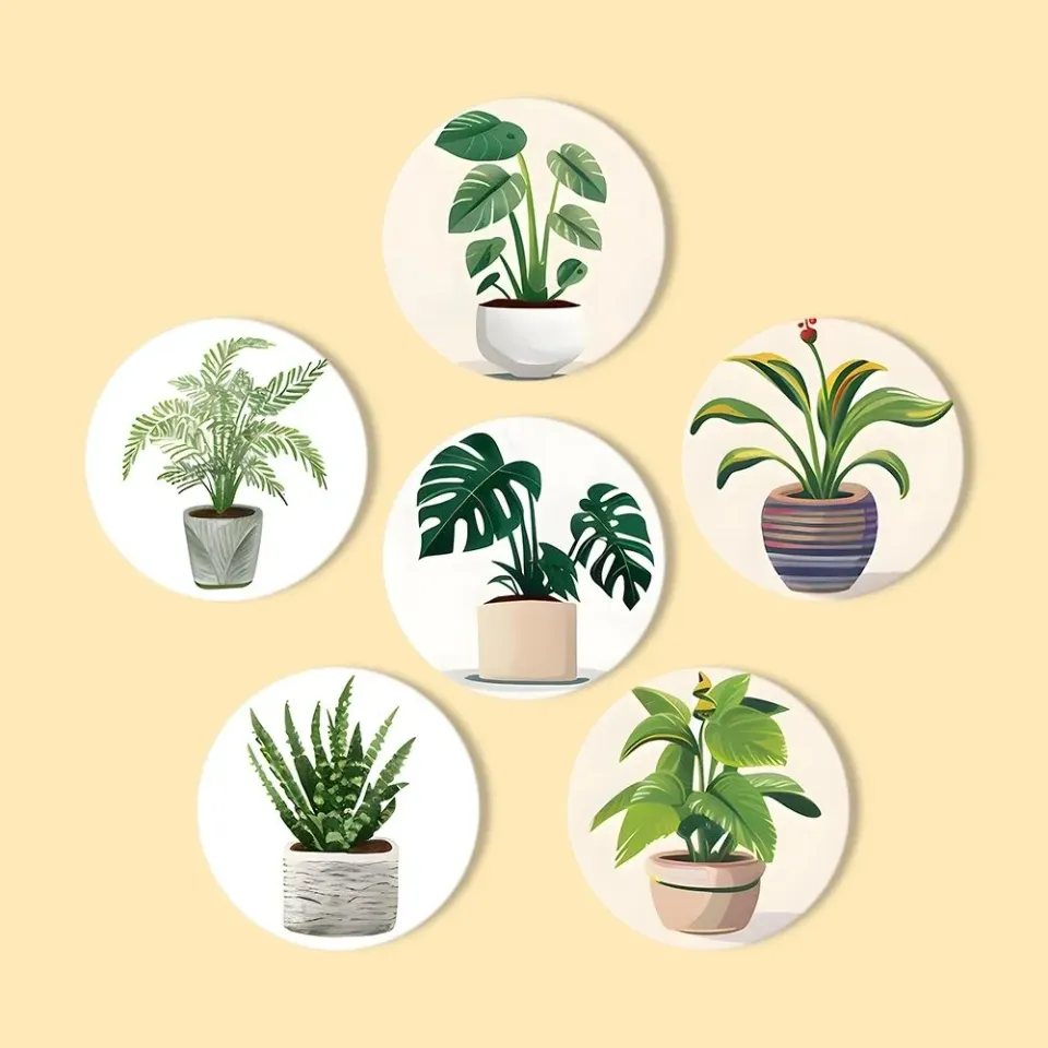 Figured'Art Monstera en Varen onderzetters schilderen op nummer 10cm 6 stuks