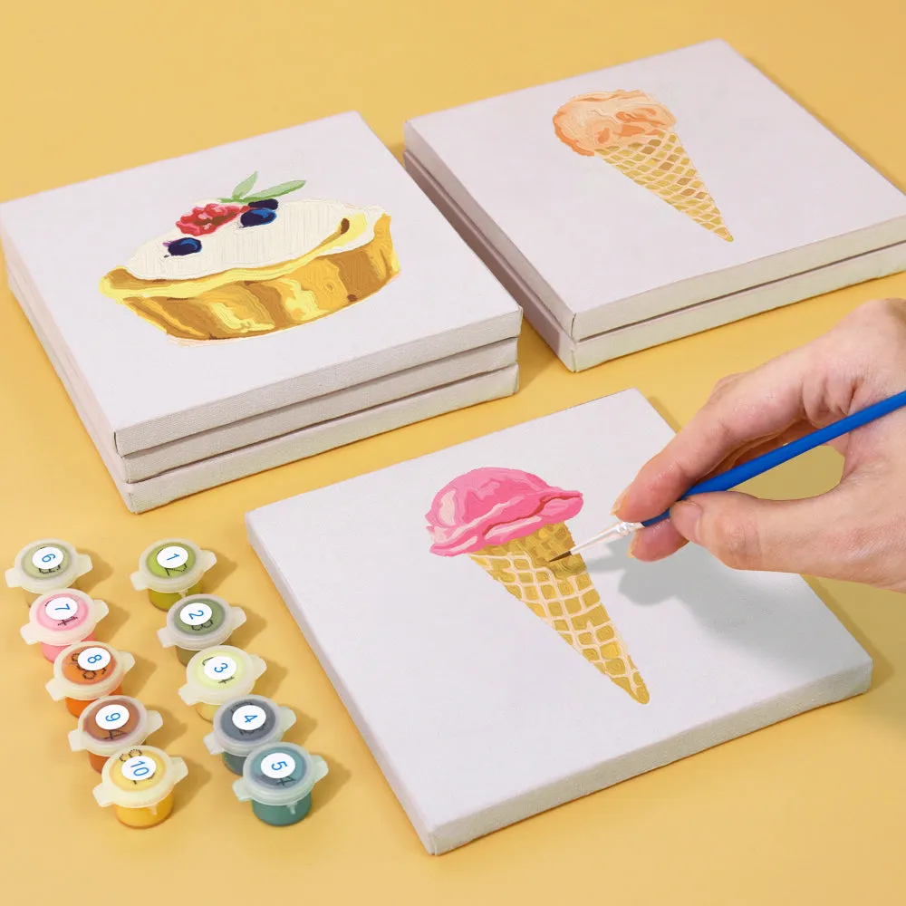 Figured'Art Zoete Desserts 3 schilderen op nummer mini 15x15cm 6 stuks
