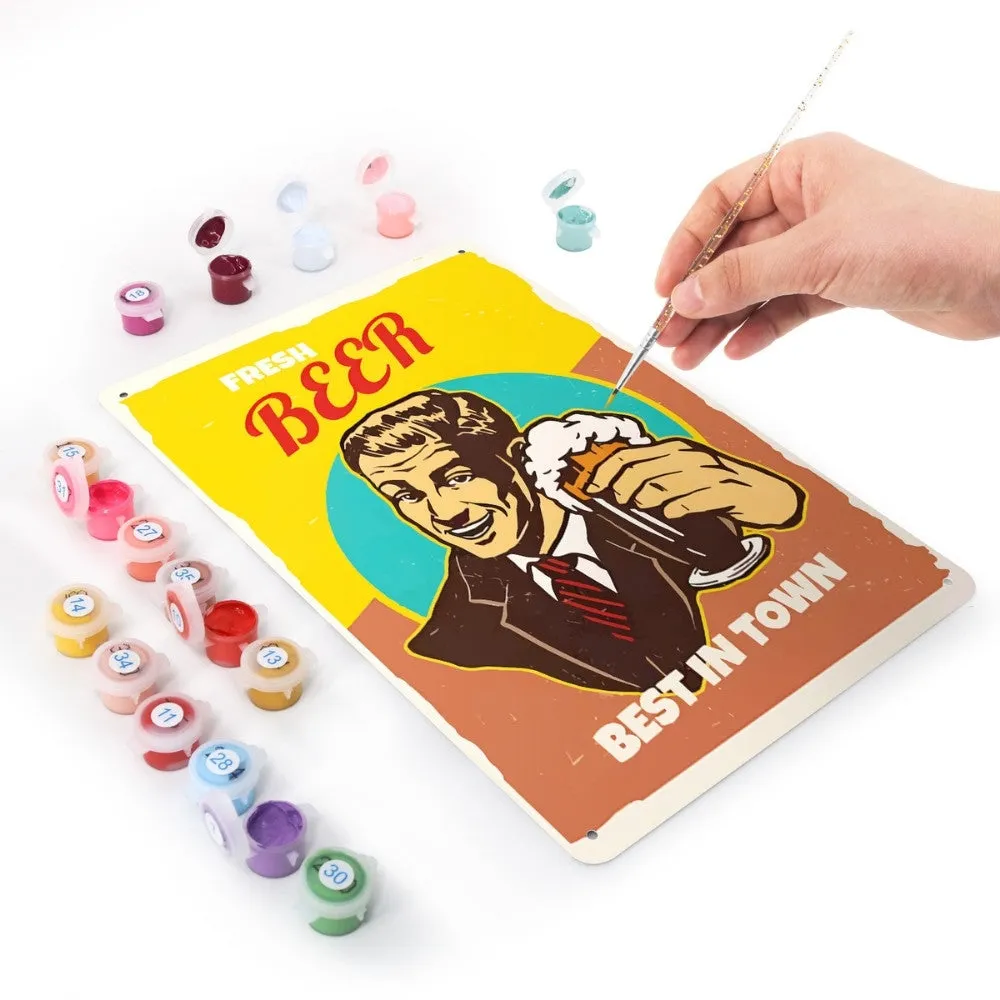 Figured'Art Vers Bier Kerel metalen poster schilderen op nummer 30x20cm