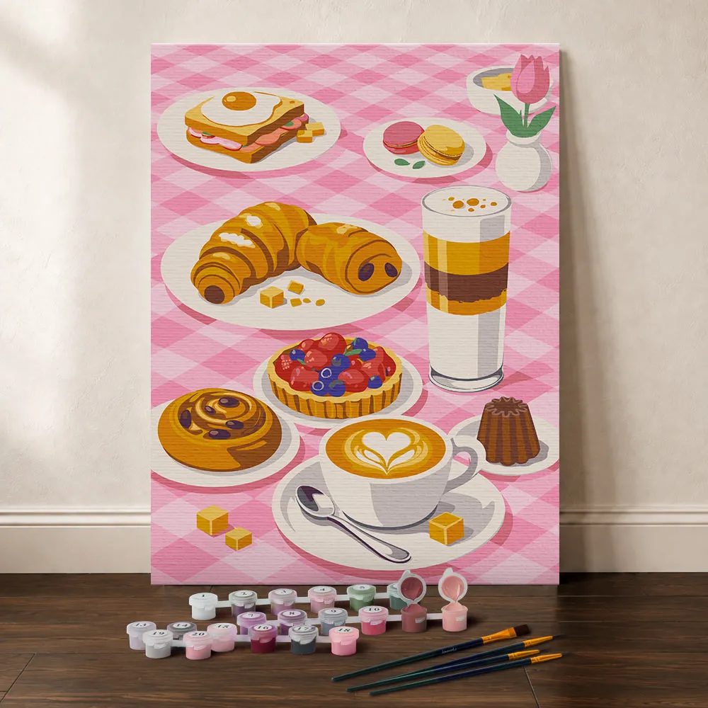 Figured'Art Zoet Ontbijt cadeauset schilderen op nummer 24,5x32,5 cm
