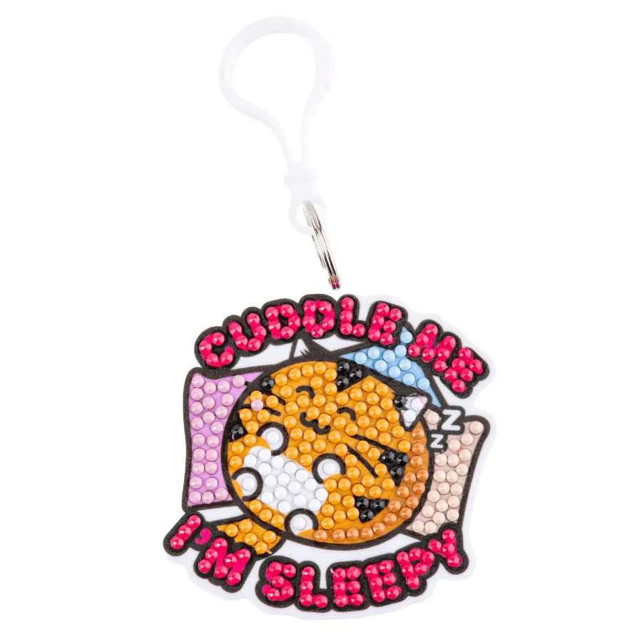Craft Buddy Crystal Art Fuzzballs hanger Cuddle Me Sleepy 9 cm