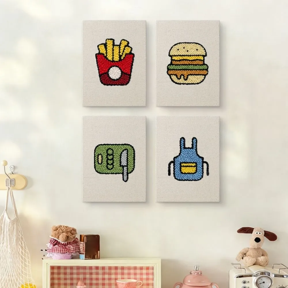 Figured'Art Punch Needle Set Keuken en Snacks 15x20cm 4 stuks