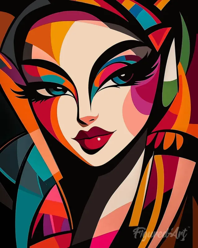 Figured'Art Gedurfd Abstract Dame diamond painting 40x50 cm portret