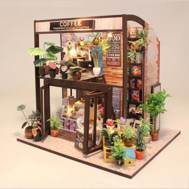 Figured'Art Pause Café miniatuurhuisje bouwpakket 232 stuks met led