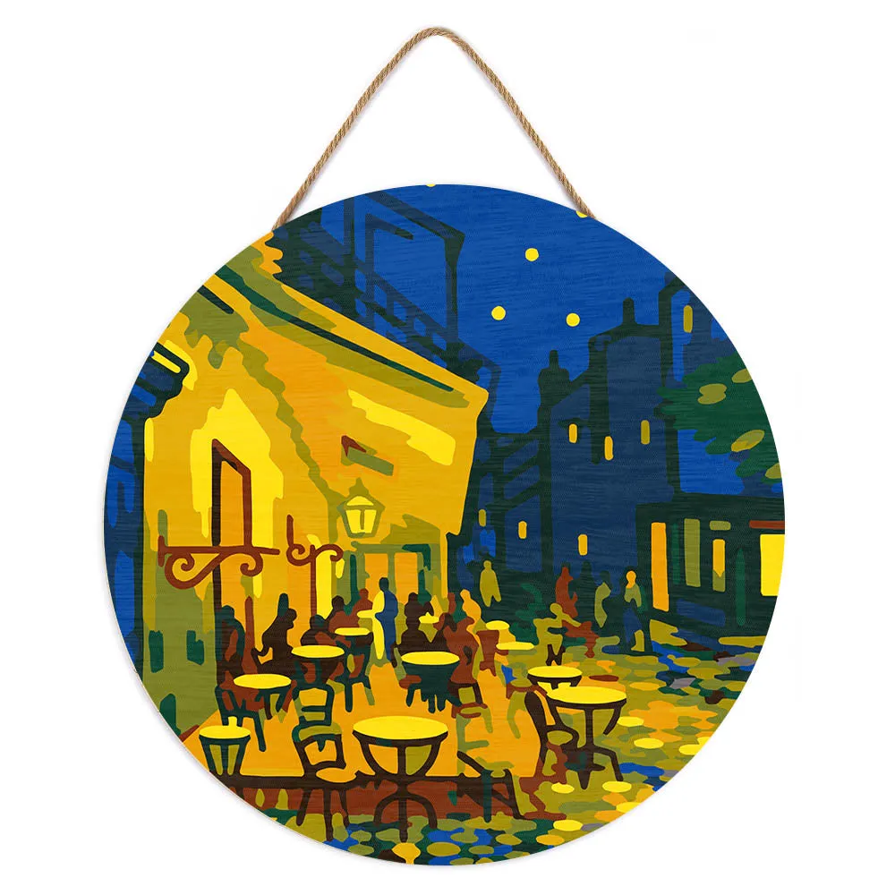 Figured'Art Van Gogh Café Terras bij Nacht schilderen op nummer hout 30