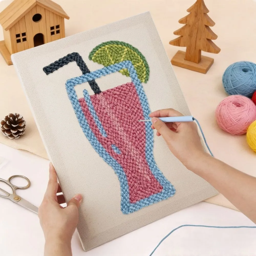 Figured'Art Roze Limonade punch needle pakket 20x30 cm frame