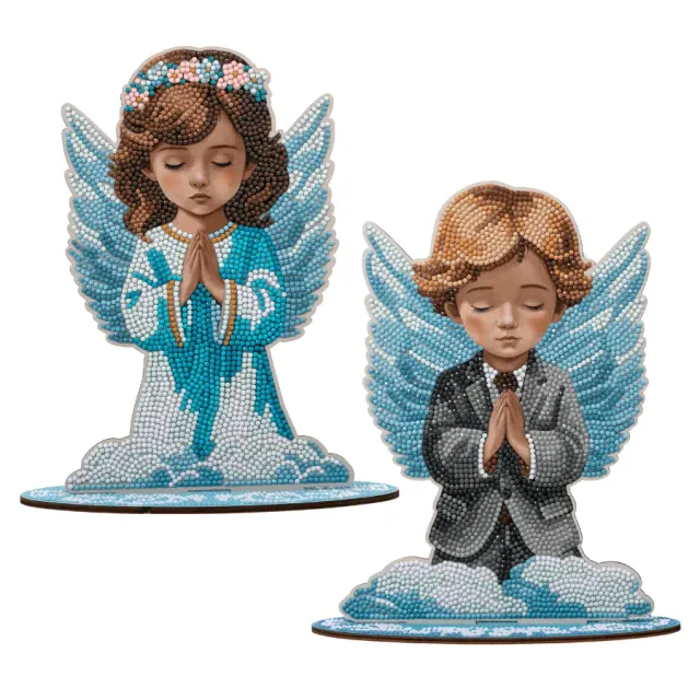 Craft Buddy Crystal Art Angel Boy & Girl houten decoratie 2 stuks