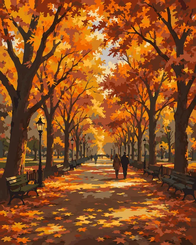 Figured'Art Literaire Wandeling in Central Park schilderen op nummer herfst