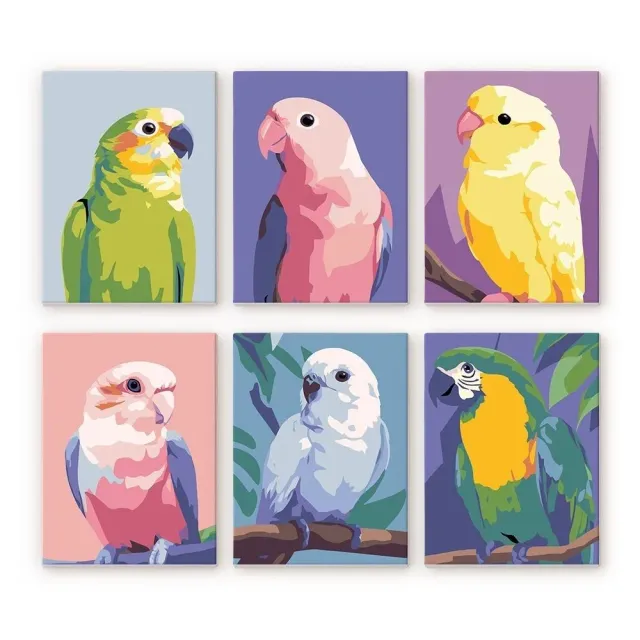 Figured'Art Jungle Melodie Mini Schilderen 15x20cm 6 Stuks Vogels