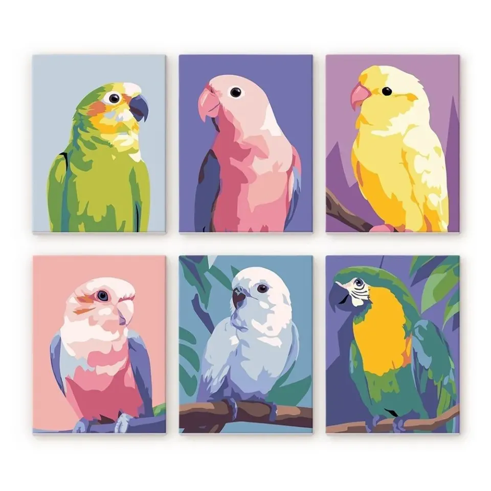 Figured'Art Jungle Melodie Mini Schilderen 15x20cm 6 Stuks Vogels