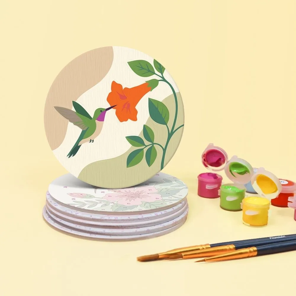 Figured'Art Dans van Kolibries onderzetters schilderen 10cm 6 stuks