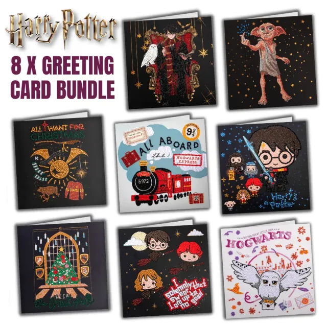 Craft Buddy Crystal Art Harry Potter wenskaarten 18x18cm set 8 stuks