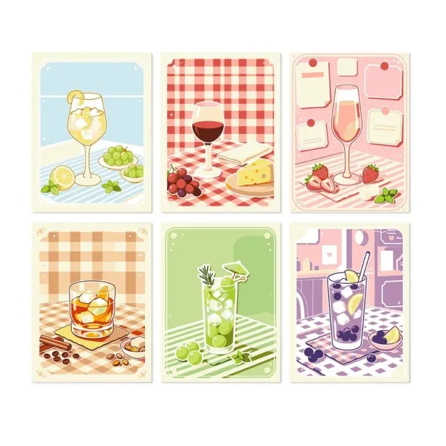 Figured'Art Aperitieftijd mini schilderen op nummer 15x20 cm 6 stuks