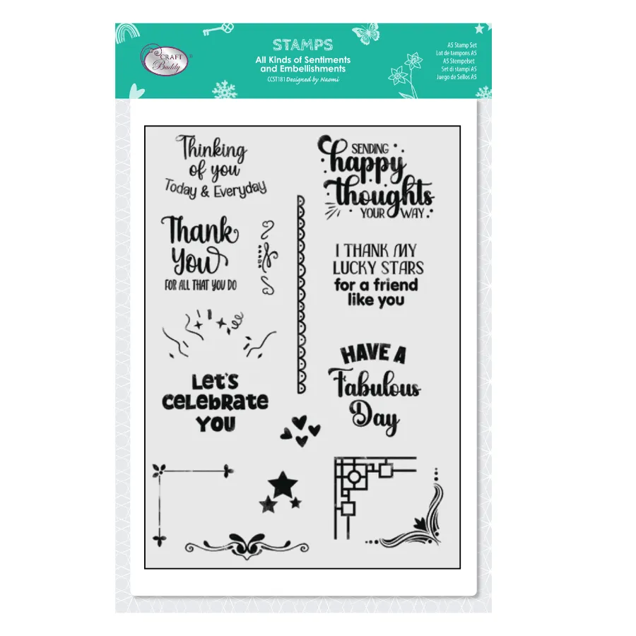 Craft Buddy All Kinds of Sentiments and Embellishments stempelset A5