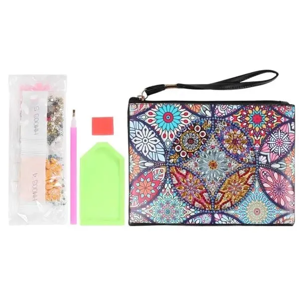 Figured'Art Bloemen diamond painting polstas 20x15cm PU-leer