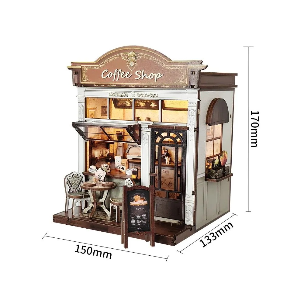 Figured'Art Miniatuurhuisjes Het Koffiehuisje van de Ontmoeting 3D puzzel met led