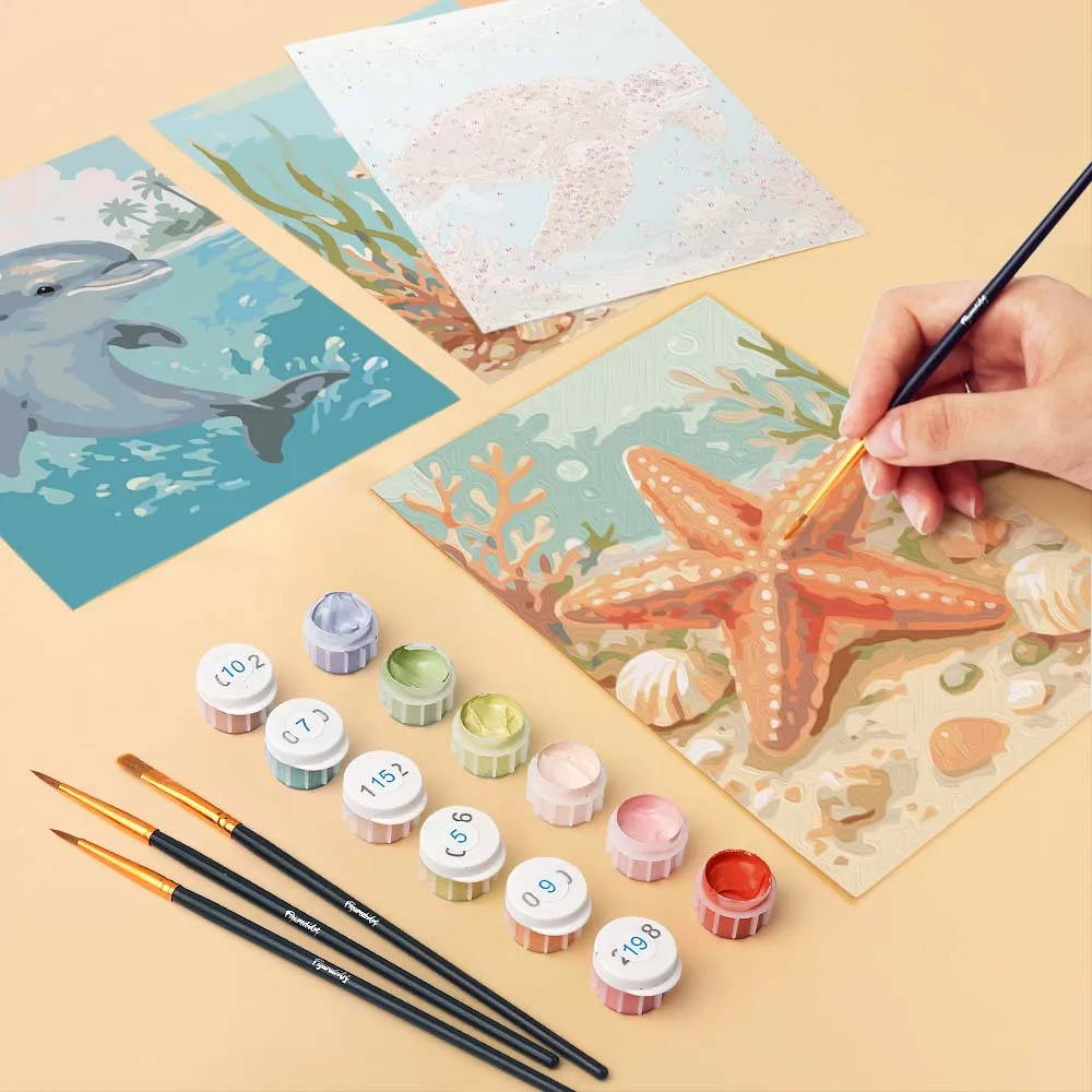 Figured'Art Schatten Oceaan schilderen op nummer 15x20cm 6 stuks