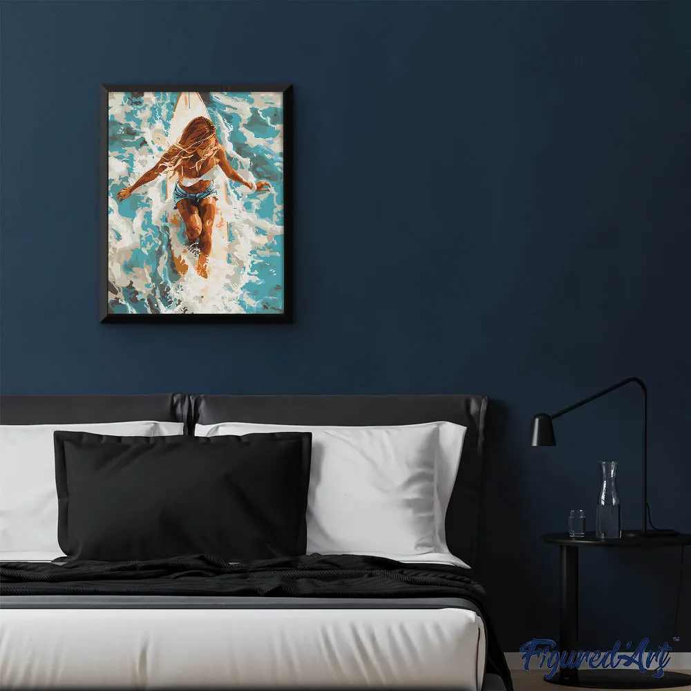 Figured'Art Schilderen op Nummer Vrouw in zonovergoten oceaan 40x50cm