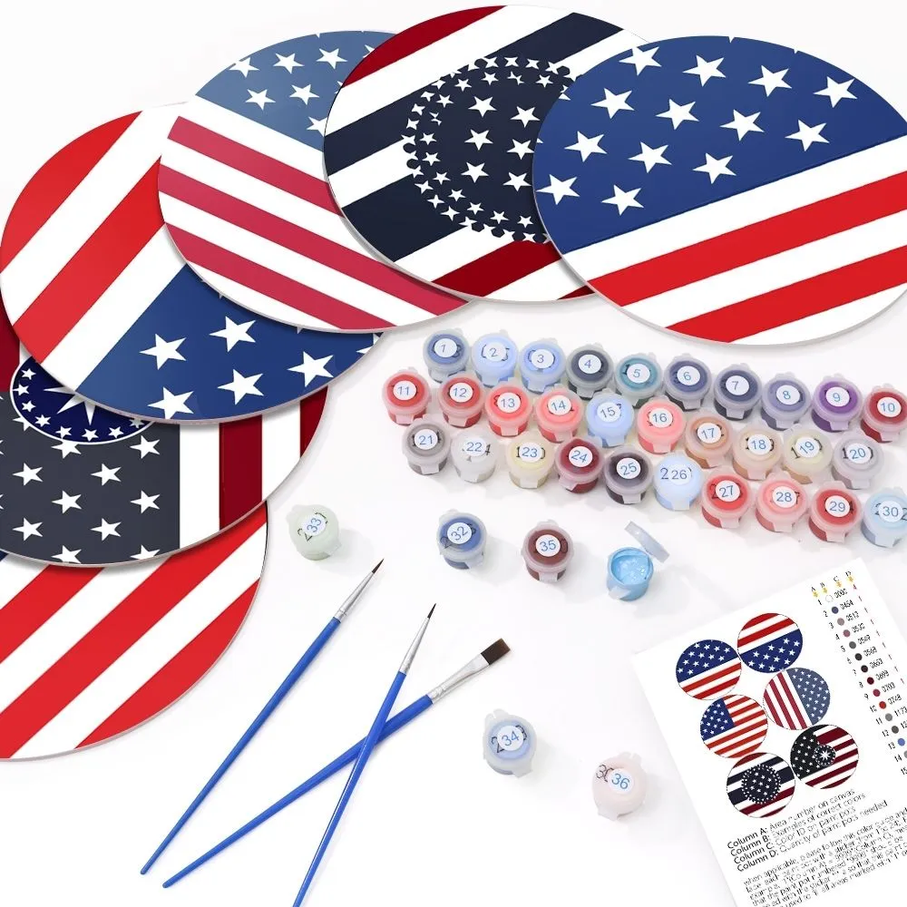 Figured'Art Amerikaanse Vlag schilderen op nummer placemats 6 stuks 20 cm