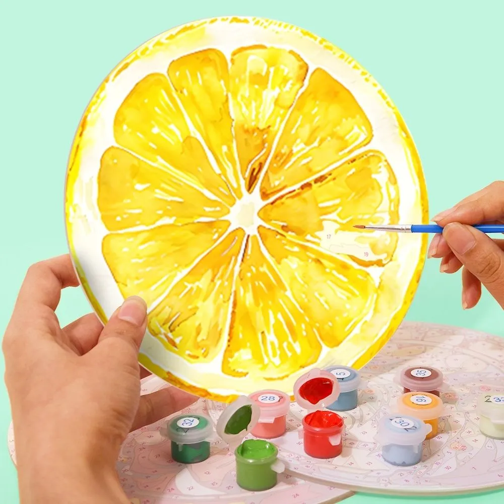 Figured'Art Tropische Fruitplakken schilderen op nummer placemats 20cm 6 stuks