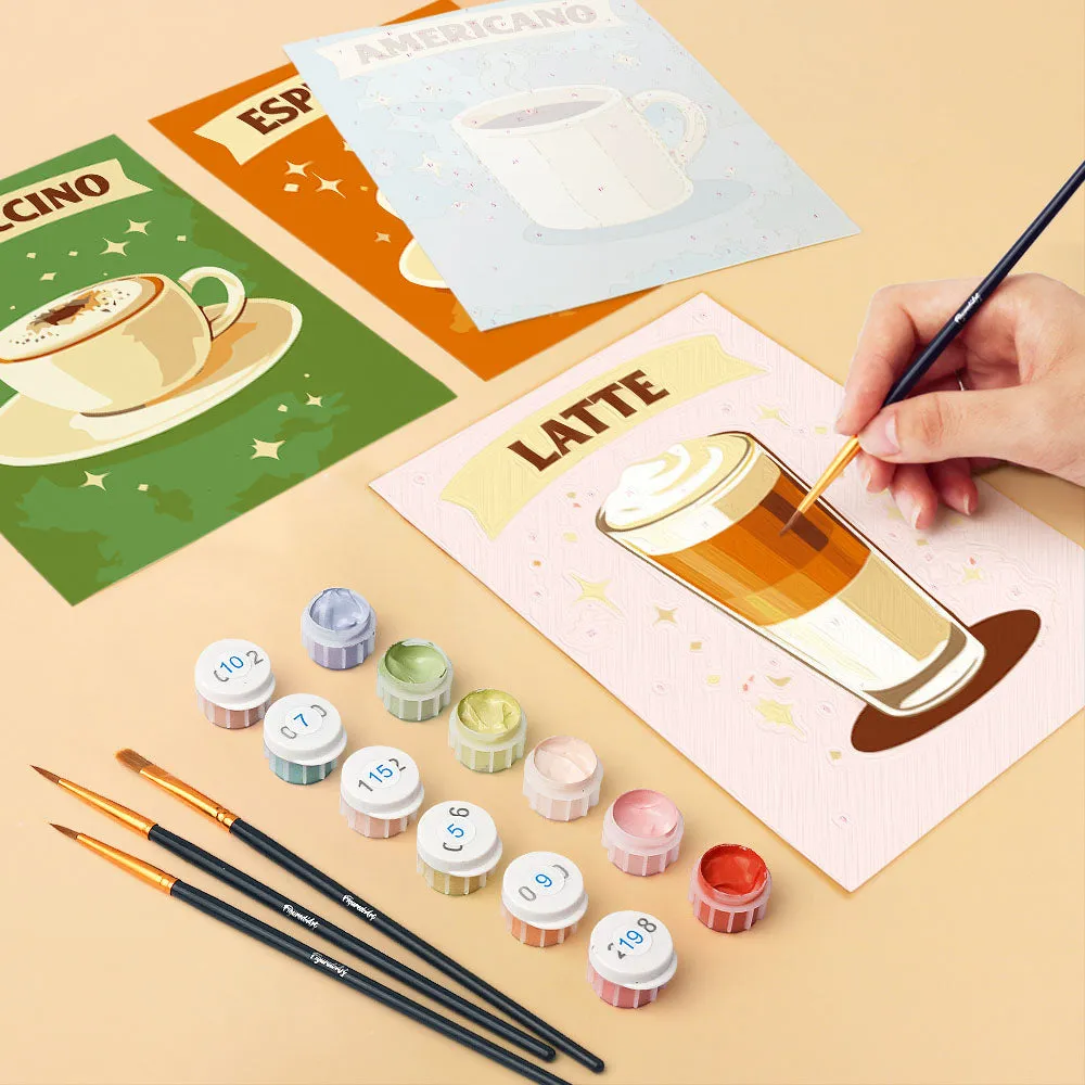 Figured'Art Mini Klassieke Koffie schilderen op nummer 15x20cm 6 stuks