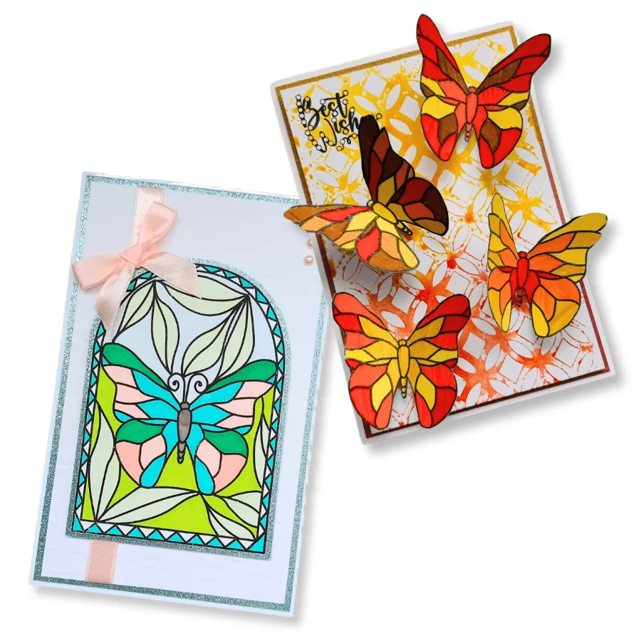 Craft Buddy Stained Glass Butterfly Of Light stempel A6 vlinder