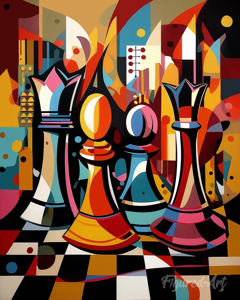 Figured'Art Gedurfd Abstract Schaakbord diamond painting 40x50cm
