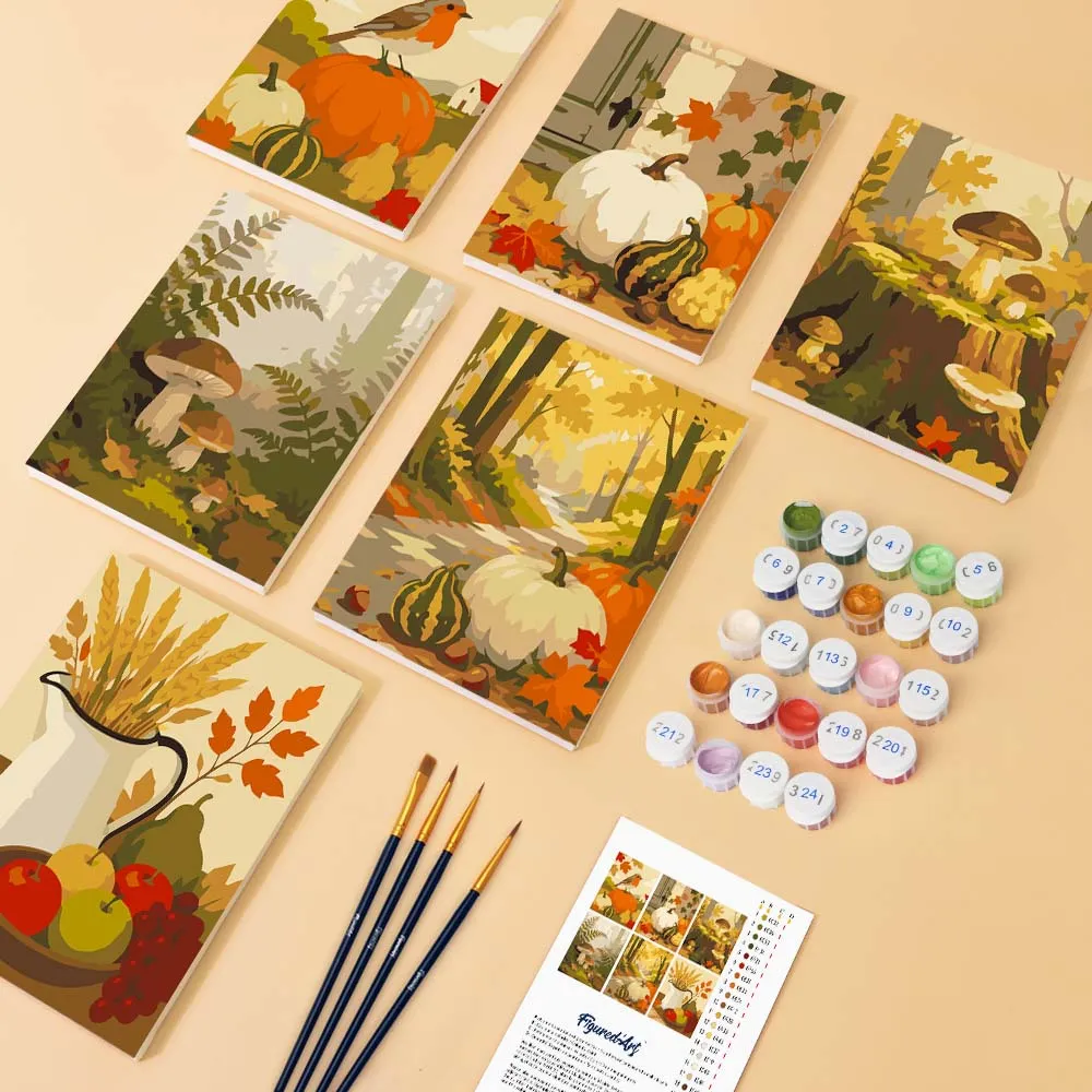Figured'Art Bosoogstpad schilderen op nummer mini 15x20 cm 6 stuks