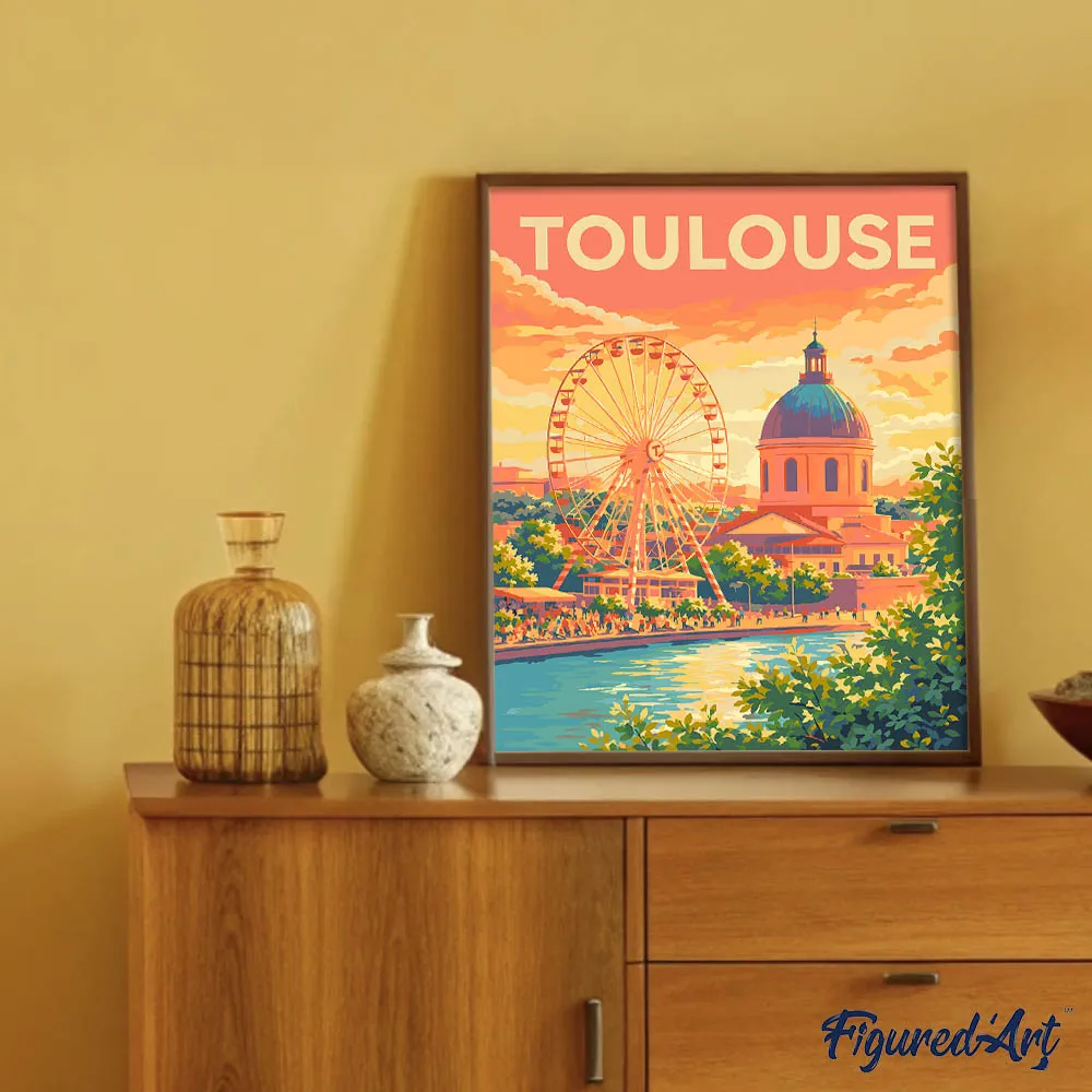 Figured'Art Reisposter Reuzenrad Toulouse schilderen op nummer 40x50 cm poster