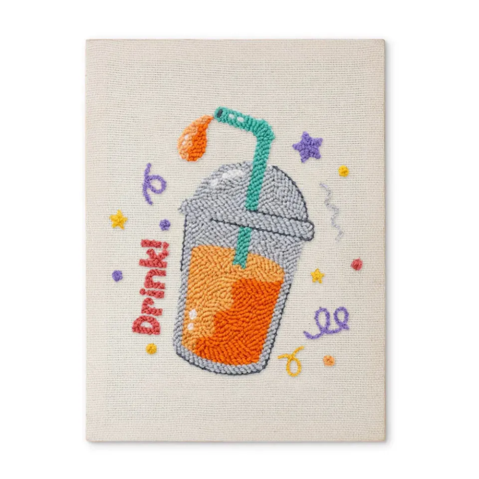 Figured'Art Bruisend Plezier punch needle pakket met frame 20x30cm katoen