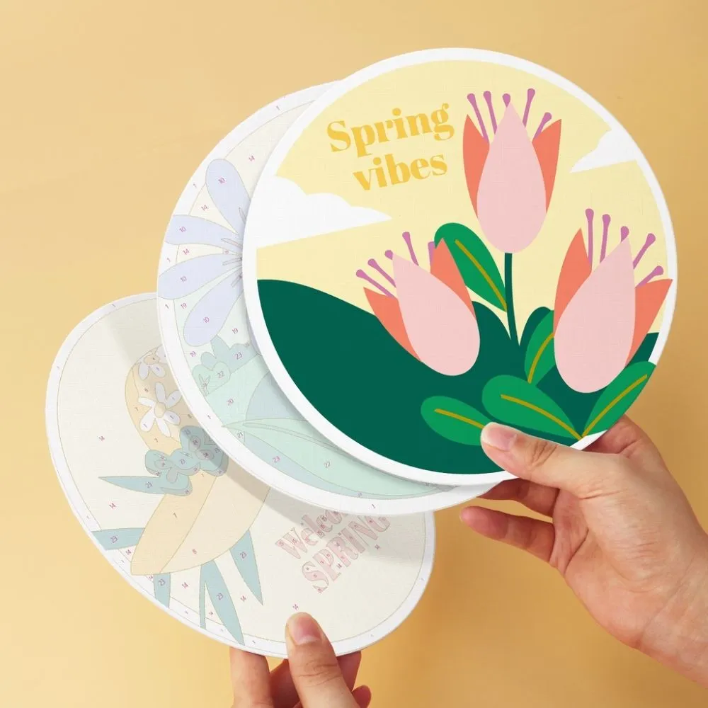 Figured'Art Bloeiende seizoenen mini schilderen op nummer 6x Ø20cm