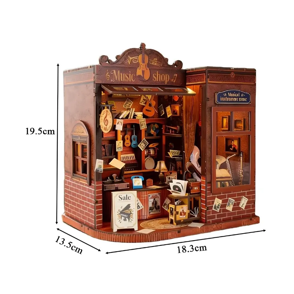 Figured'Art Miniatuurhuisjes Vintage Muziekwinkel 3D puzzel 192 stuks LED