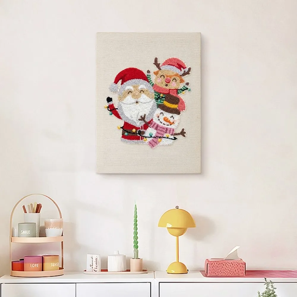Figured'Art Kerstman en Vrienden punch needle pakket 20x30cm kerst