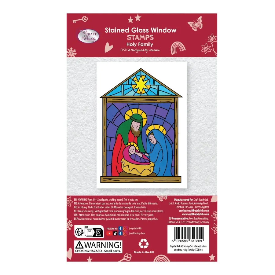 Craft Buddy Holy Family Stained Glass stempel A6 kerst