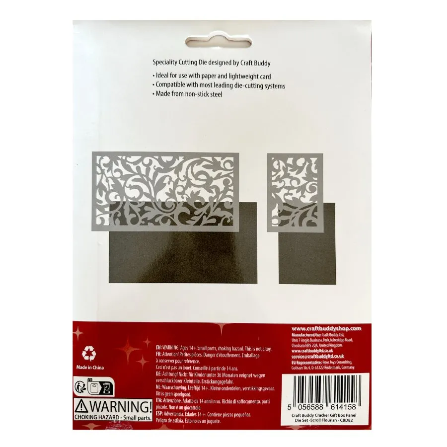Craft Buddy Scroll Flourish cracker snijmallen stencil 4 stuks