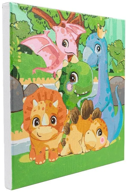Craft Buddy Paint by Numb3rs Dinosaur Family canvas kit 30x30cm
