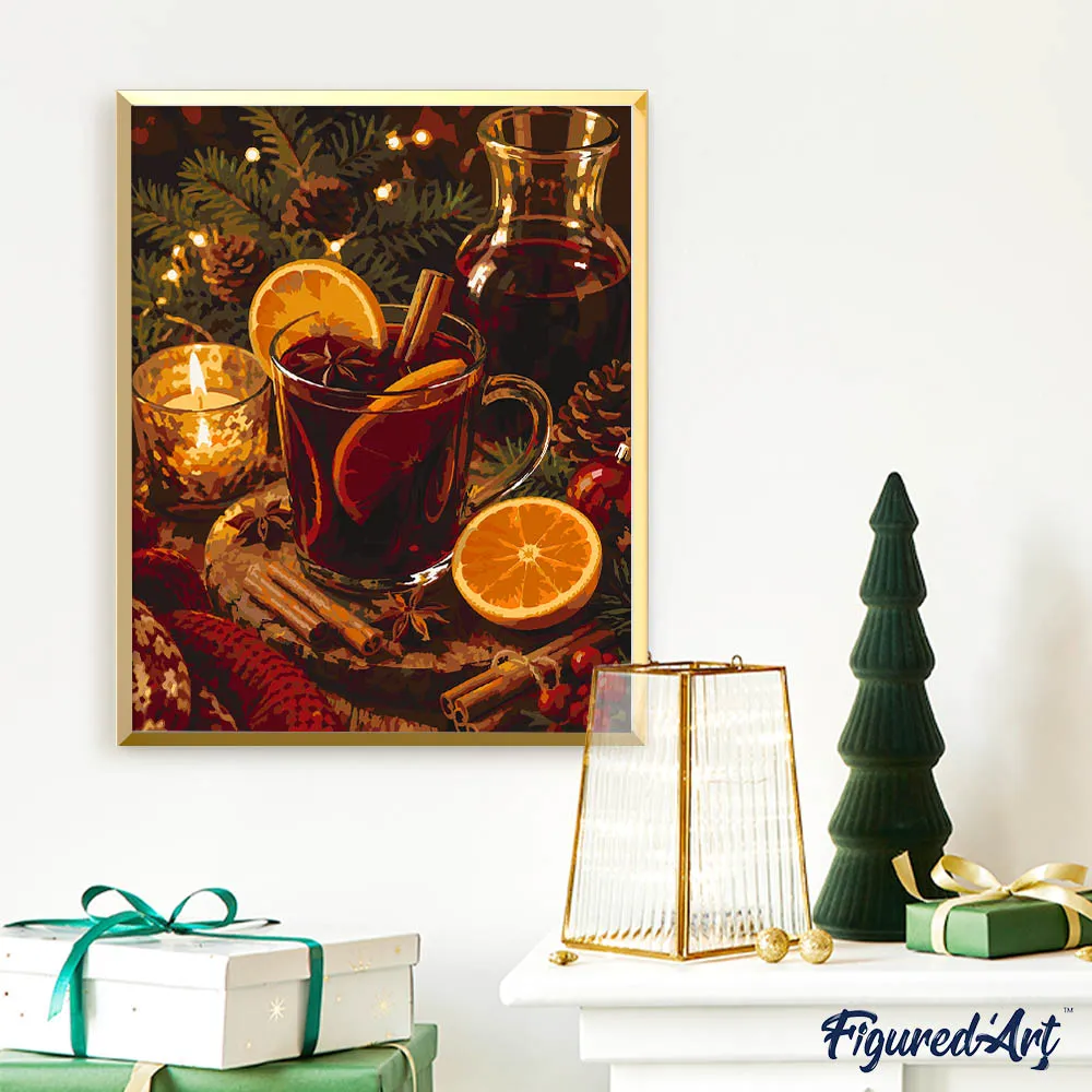 Figured'Art Kerstglühwein schilderen op nummer canvas 40x50cm