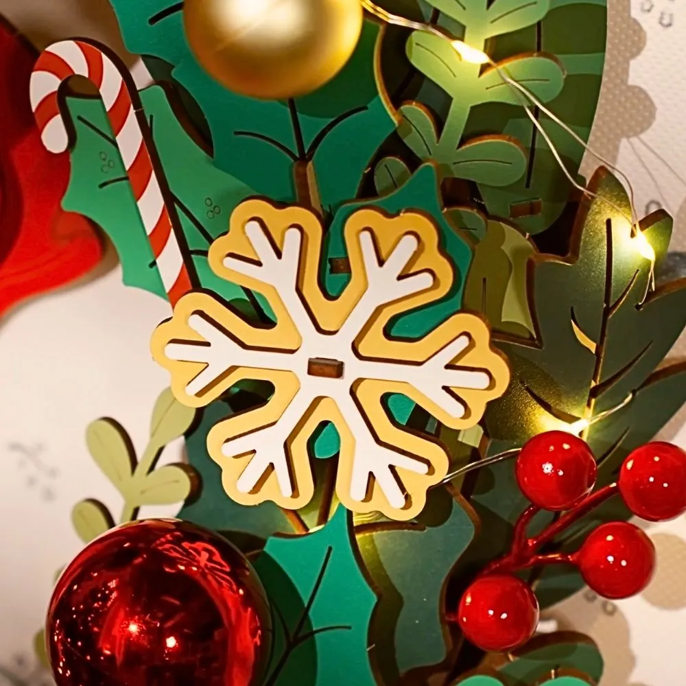 Figured'Art Kerstkrans 3D puzzel hout 252 stukjes met LED
