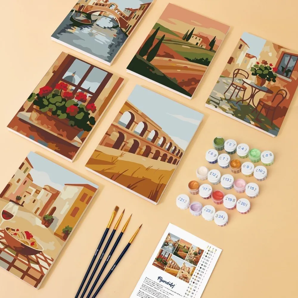 Figured'Art Italiaans Platteland mini schilderen op nummer 15x20cm 6 stuks