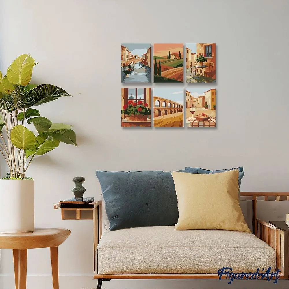 Figured'Art Italiaans Platteland mini schilderen op nummer 15x20cm 6 stuks