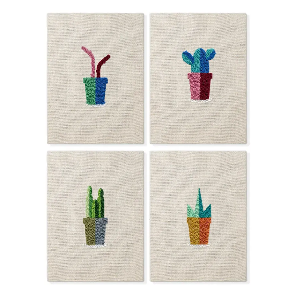 Figured'Art Kleine Vetplanten Potjes 2 punch needle set 4 stuks