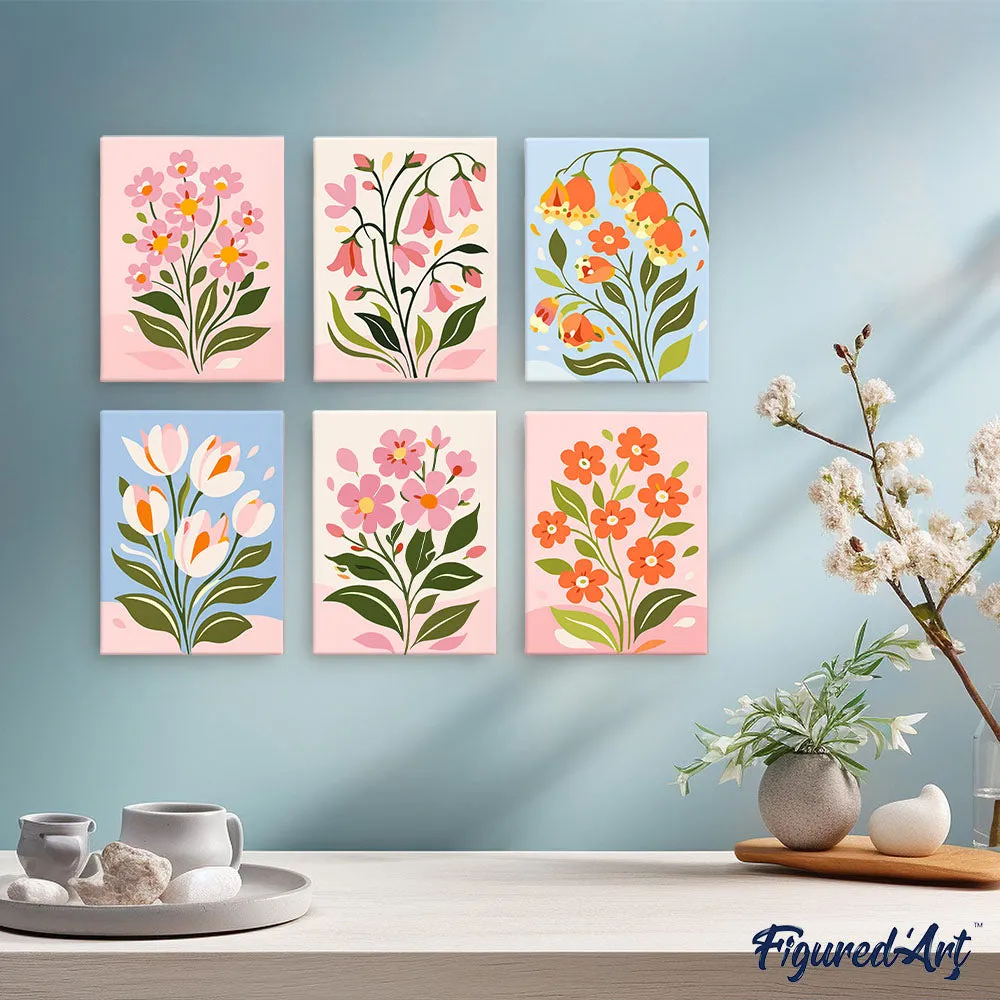 Figured'Art Mini Lentebloemen schilderen op nummer 15x20cm 6 stuks
