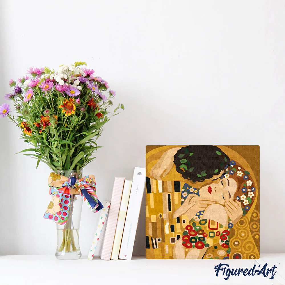 Figured'Art Mini De Kus Klimt Schilderen op Nummer 20x20cm