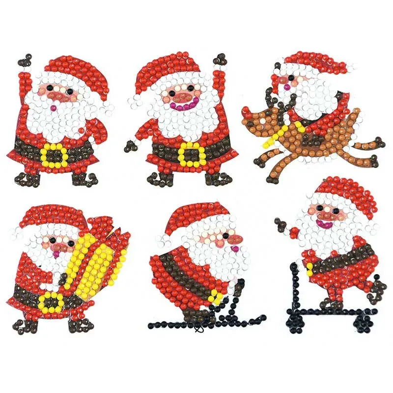 Figured'Art Kerstmannen Diamond Painting Stickers 6 stuks