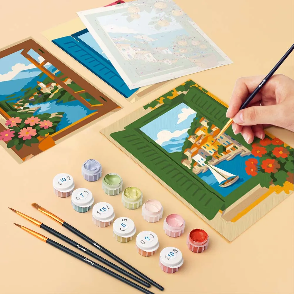 Figured'Art Mini Uitzichten door het Raam schilderen op nummer 6 stuks