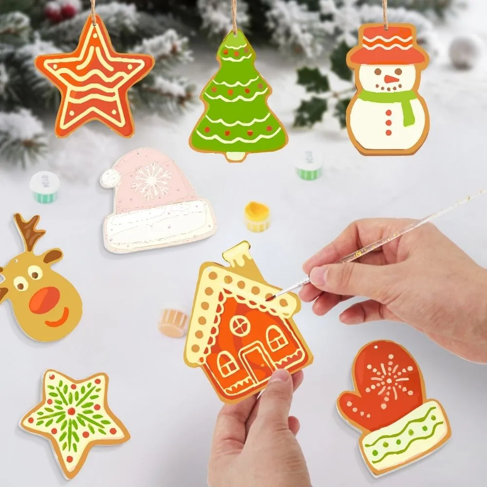 Figured'Art Kerstdorp kerstornamenten schilderen op nummer 8 stuks